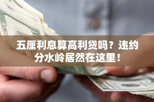 武汉五厘利息算高利贷吗？违约分水岭居然在这里！