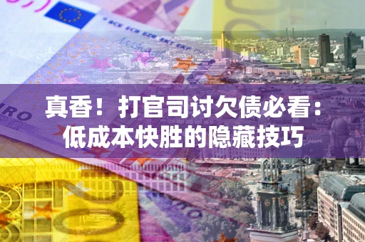 武汉真香！打官司讨欠债必看：低成本快胜的隐藏技巧